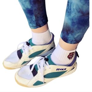 Ryka Nitroge Women's White Green Aqueous 9H20 Sneakers Shoes Size US 7